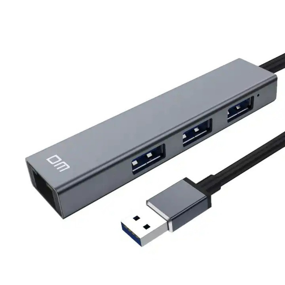 DM Life 4 Port HUB USB2.0 to USB2.0*3+100mbps Ethernet Port with Aluminum Alloy Housing with Factory Price