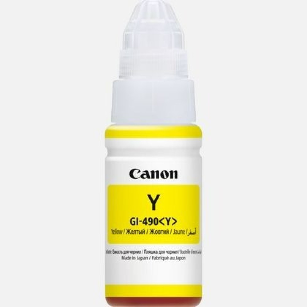 Canon Pixma Ink GI-490 Y Yellow Ink Bottle, 0666C001